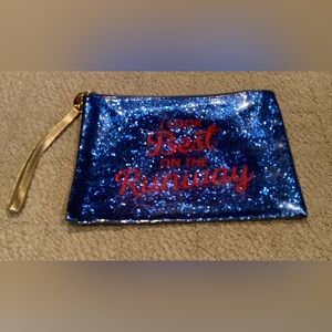 Blue Glitter Clutch with Gold Strap I LOOK BEST ON THE RUNWAY